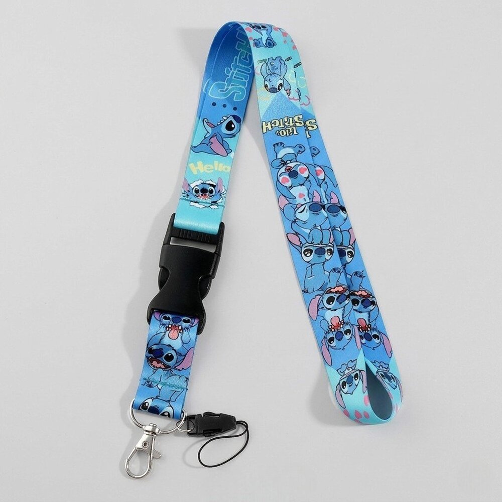 🩵☀️Stitch Lanyard Keychain ID Badge Holder Blue Disney Style OS